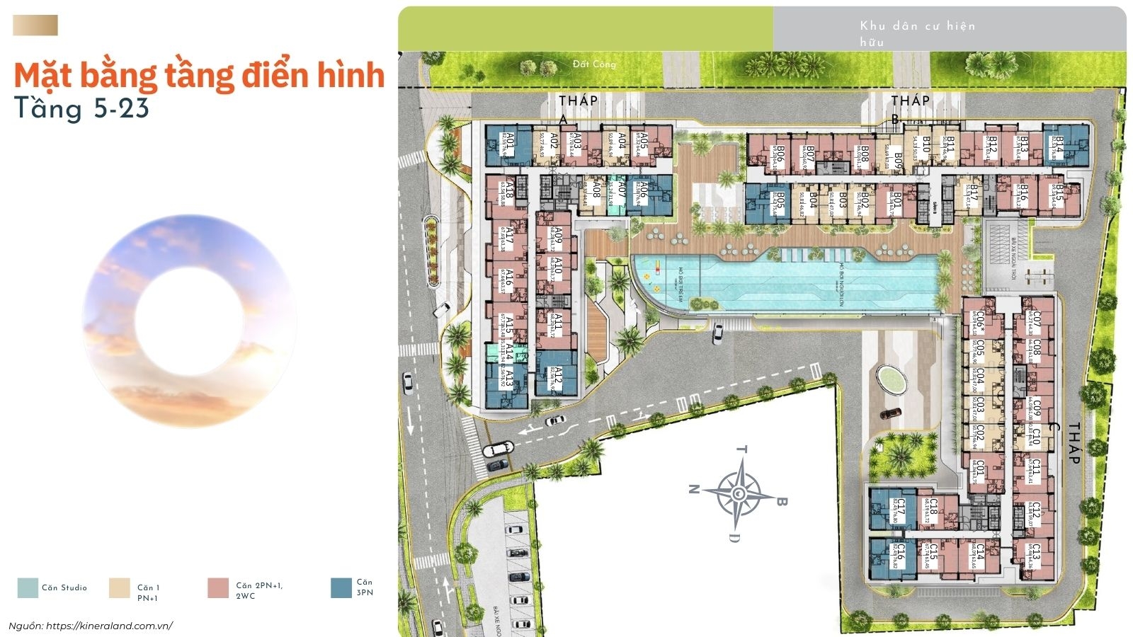 Mặt Bằng Tầng điển Hình (tầng 5-23) Căn Hộ Chung Cư One Era