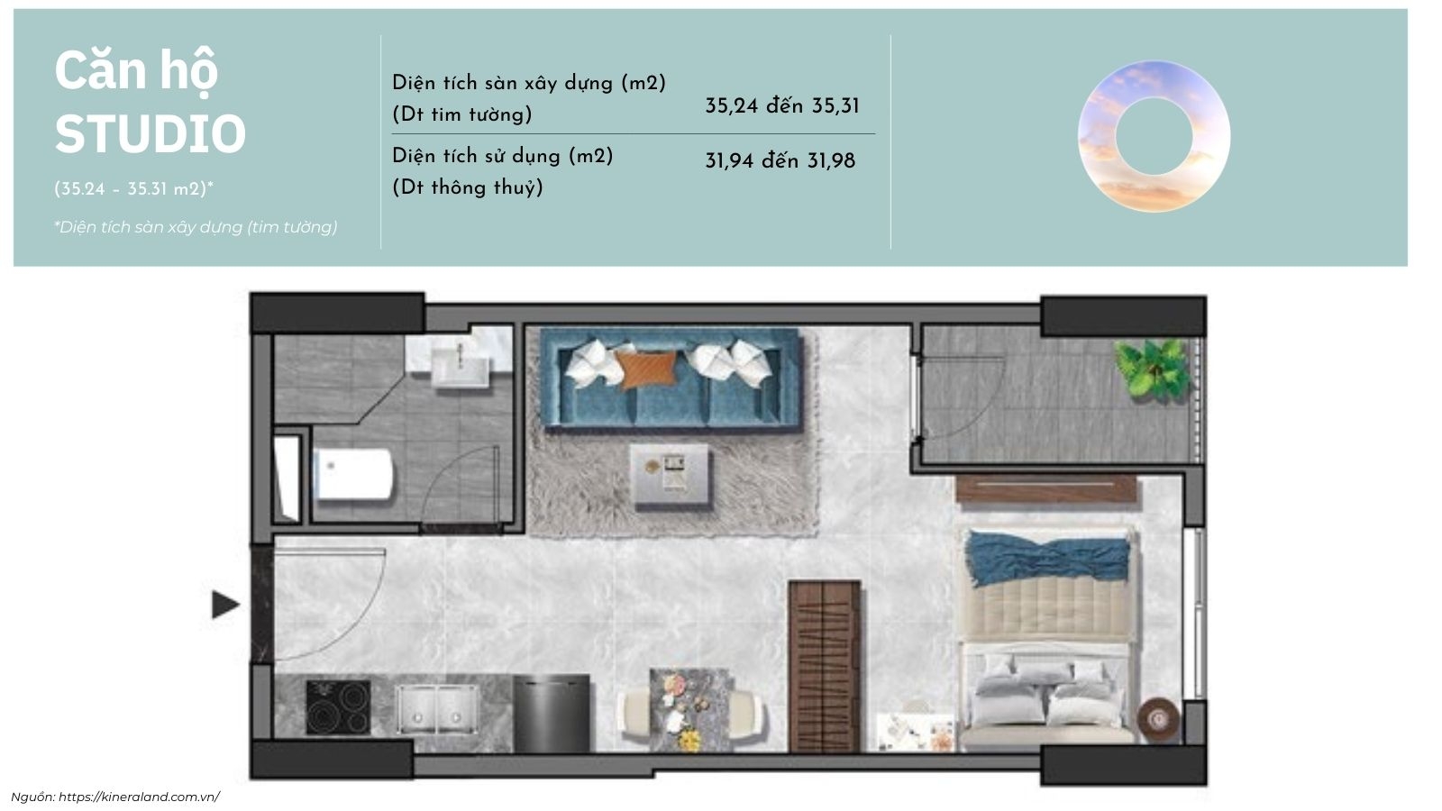Thiết kế layout căn hộ 3PN dự án One Era