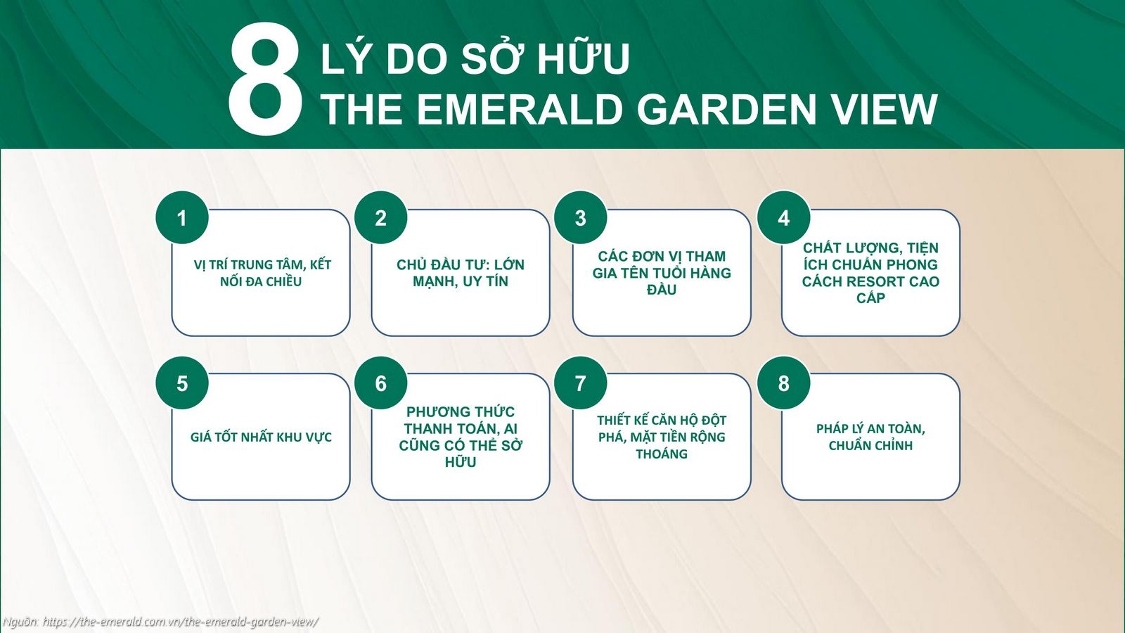 8 lý do nên sở hữu căn hộ The Emerald Garden View: Vị trí trung tâm, Chủ đầu tư uy tín, Giá tốt nhất khu vực